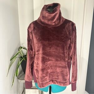 ATHLETA Double Cozy Velvet Karma Funnel Neck Pullover Sweatshirt Burgundy small
